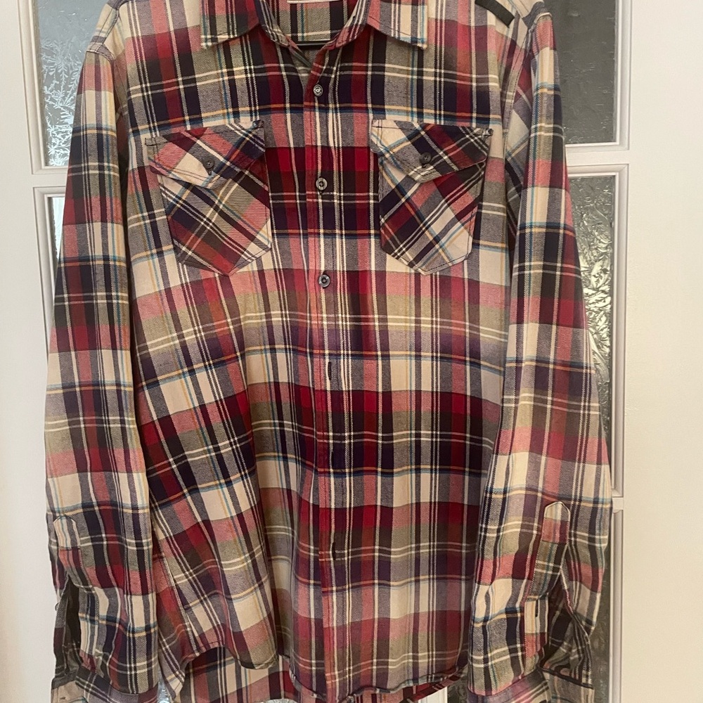 Energie Red and Blue Plaid Button Down Shirt